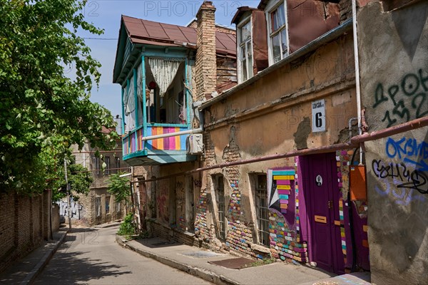 Street with old houses in need of renovation