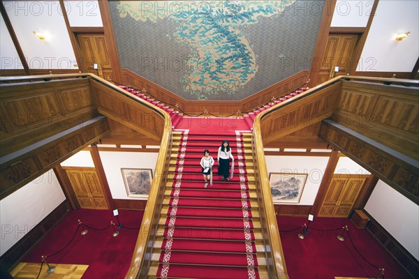 Red Staircase and South Korean Map in the Blue House or Cheongwadae