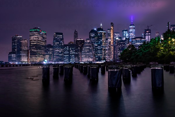 Night views on Lower Manhattan from Brooklyn Bridge Park