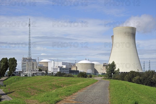 Cooling towers of the Doel Nuclear Power Station along the river Scheldt at Kieldrecht