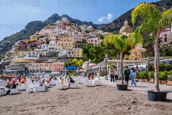 Beach bar on the promenade overlooking the town