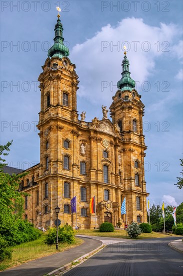 Portal with towers of the pilgrimage church Basilica Vierzehnheiligen