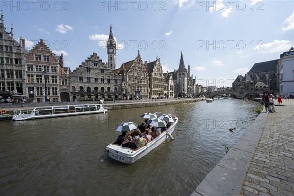 Medieval Guild Houses of the Graslei Quay on the River Leie