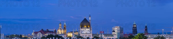 Evening sky at blue hour over Dresden with Fama