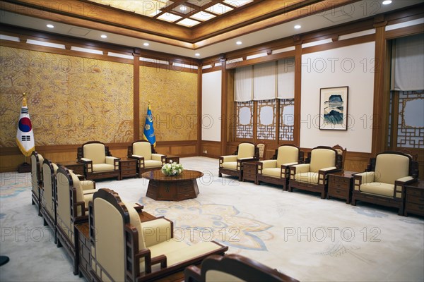 Reception room in the Blue House or Cheongwadae