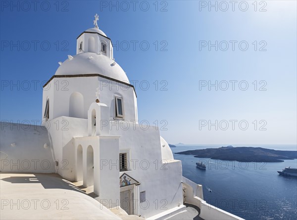 View of white-washed Church of St Minas