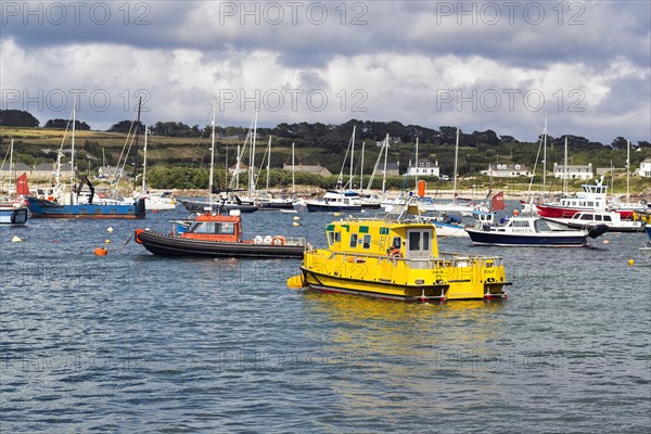 Star of Life Yellow Lifeboat Ambulance in Hugh Town Harbour