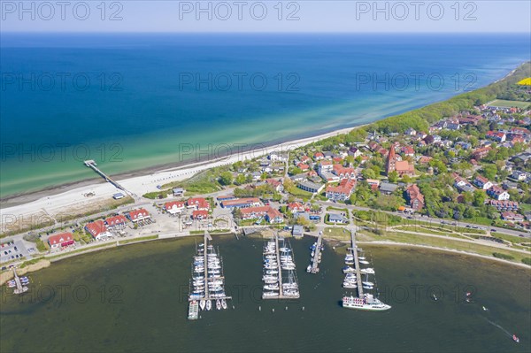 Aerial view over seaside resort Ostseebad Rerik along the Baltic Sea