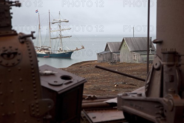 Sailing ship and Camp Mansfield