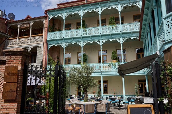 Hotel with historical facade and courtyard