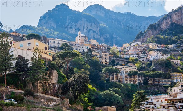 View of a village on the cliff