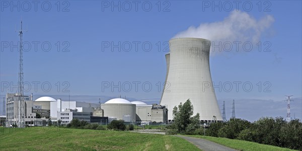 Cooling towers of the Doel Nuclear Power Station along the river Scheldt at Kieldrecht