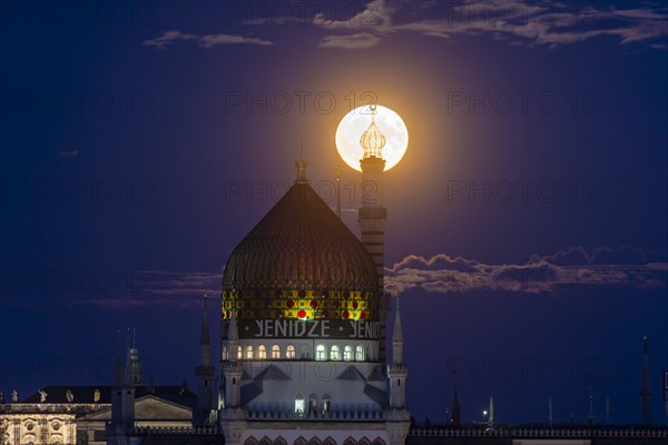 Full moon over Dresden with Staendehaus