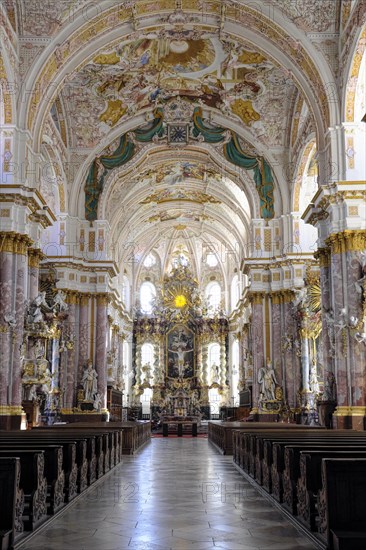 Interior view of St. Mary's Assumption in the Fuerstenfeldbruck Monastery