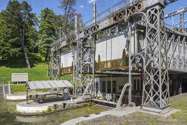 Hydraulic boat lift no. 3 on the old Canal du Centre at Strepy-Bracquegnies near La Louviere