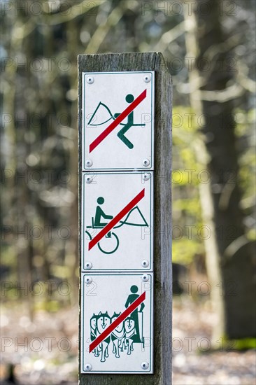 Prohibition signs forbidding horseback riding