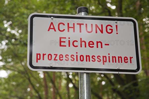 Warning sign in German for Oak Processionary
