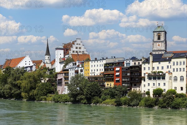 Old town houses on the banks of the Inn