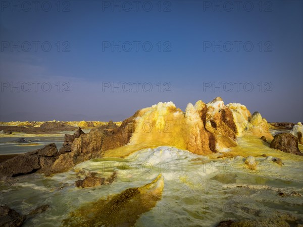 Geothermal area with sulphur deposits and acidic brines