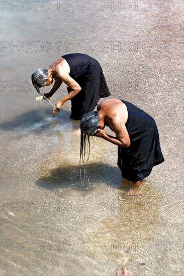 Women washing hair