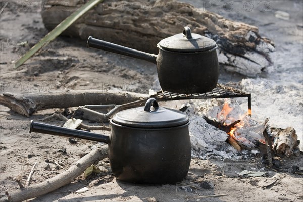 Cooking pots on an open fire