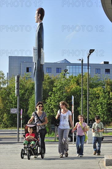 Sculpture The Long Banker in front of the Deka Bank at Kirchberg