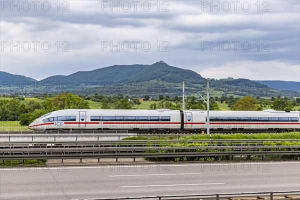 ICE of Deutsche Bahn AG underway on the new Wendlingen to Ulm line