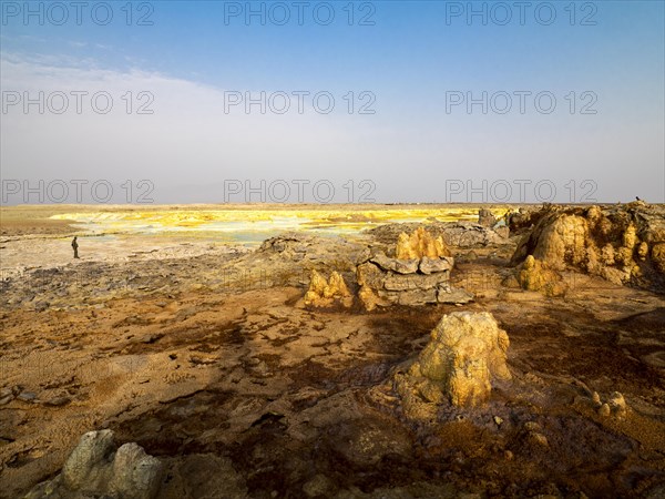 Geothermal area with sulphur deposits and acidic brines