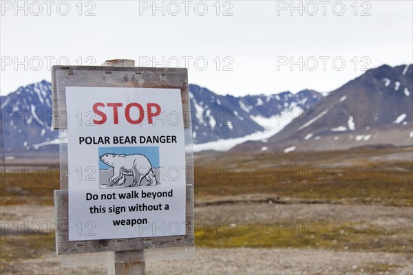Polar bear warning sign at Svalbard
