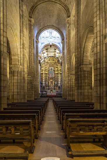 Interior and altar of the Se do Porto Cathedral