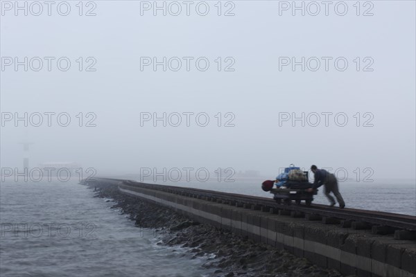 Arrival of the bird warden on the island of Minsener Oog