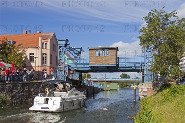 Traditional lift bridge over the Elde river at Plau am See