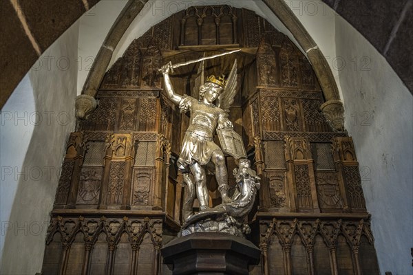 Statue of St Michael the Archangel in the Chapel of St Peter
