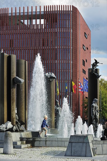 The concert hall and sculpture group with fountain