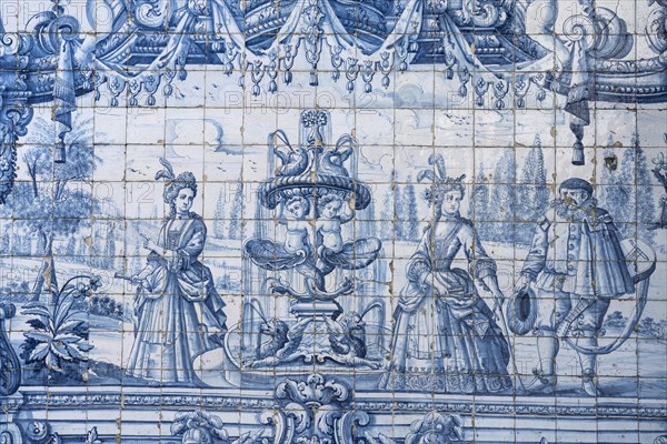 Mural of typical blue tiles azulejos in the Se do Porto Cathedral