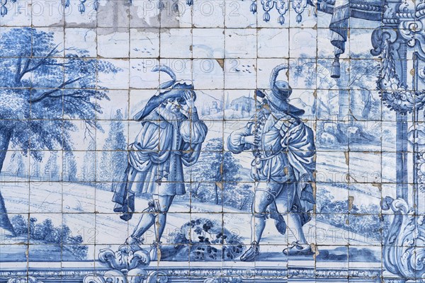 Mural of typical blue tiles azulejos in the Se do Porto Cathedral