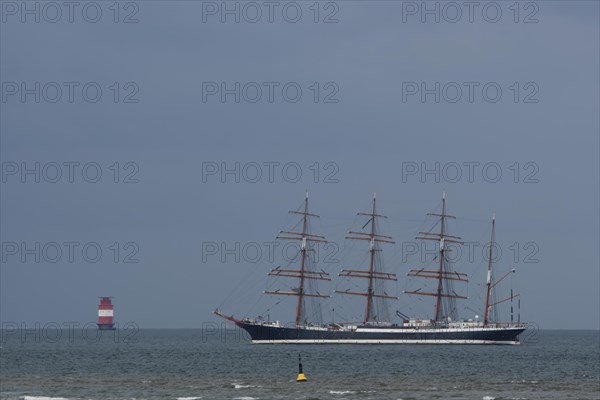 Three-masted barque Alexander von Humboldt in the Weser fairway off Minsener Oog