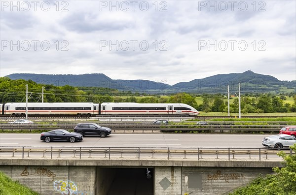 ICE of Deutsche Bahn AG underway on the new Wendlingen to Ulm line