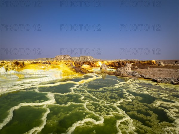 Geothermal area with sulphur deposits and acidic brines