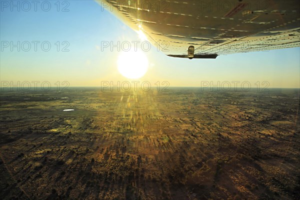 Small aircraft over the Okavango Delta