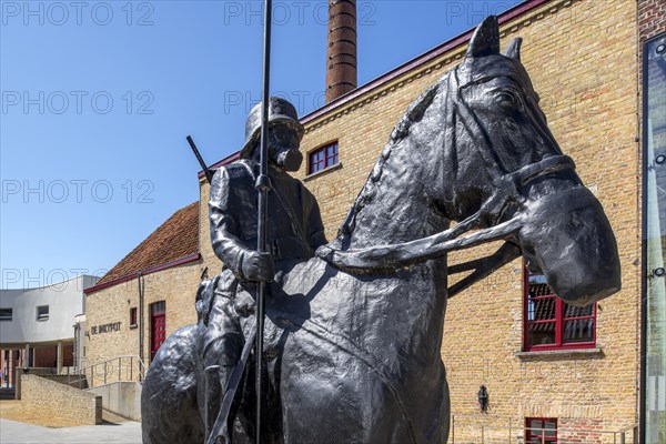 Statue of German lancer in front of the Kaethe Kollwitz Museum