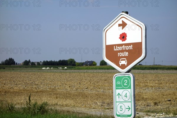 Signpost for the First World War One IJzerfrontroute