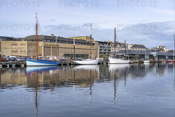 Sailboats in the harbour and the Casino Barriere