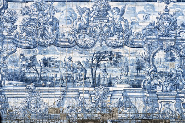 Mural of typical blue tiles azulejos in the Se do Porto Cathedral