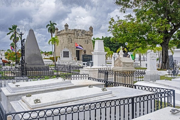 Santa Ifigenia Cemetery with final resting places of famous Cubans like Fidel Casto and Jose Marti in Santiago de Cuba on the island Cuba