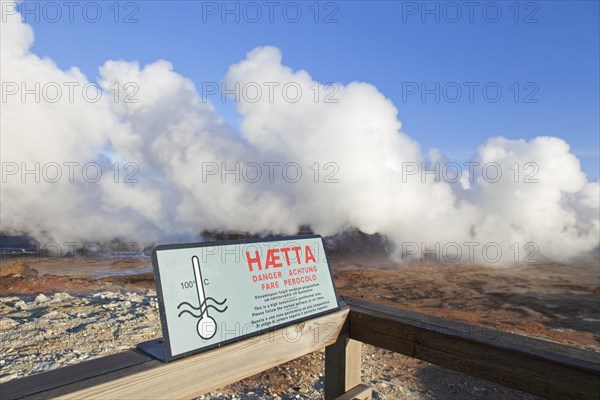 Warning sign and steam vents