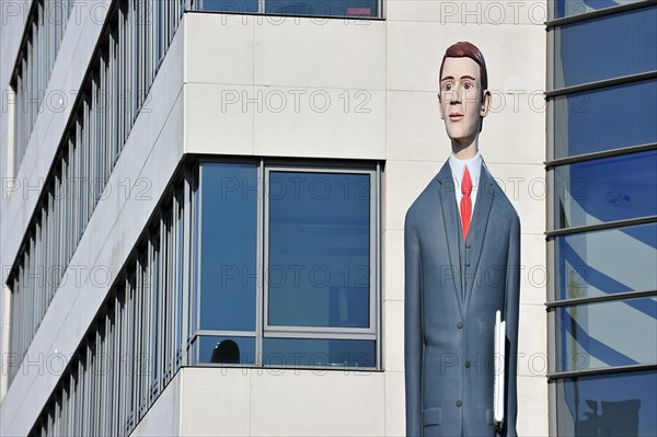 Sculpture The Long Banker in front of the Deka Bank at Kirchberg