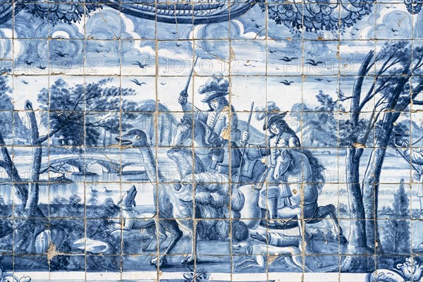 Mural of typical blue tiles azulejos in the Se do Porto Cathedral