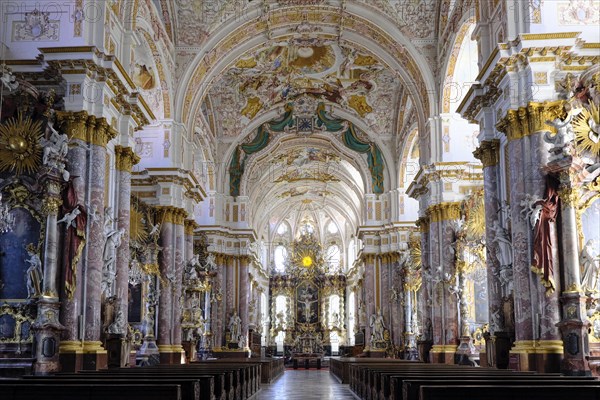Interior view of St. Mary's Assumption in the Fuerstenfeldbruck Monastery