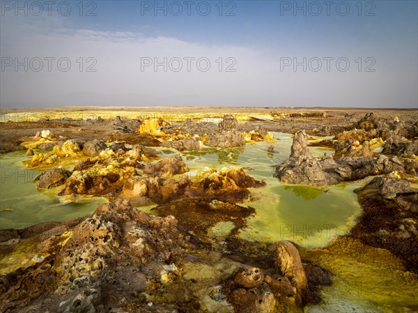 Geothermal area with sulphur deposits and acidic brines